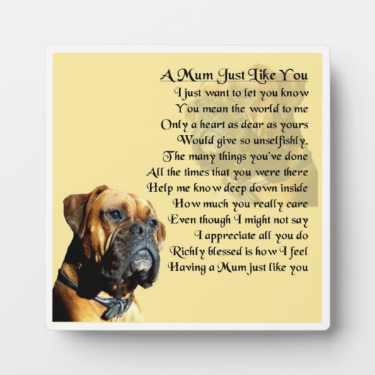 Mum Poem Plaque - Boxer Dog Design Fotoplaat (Voorkant)