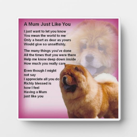 Mum Poem Plaque - Chow Dog Design Fotoplaat (Voorkant)