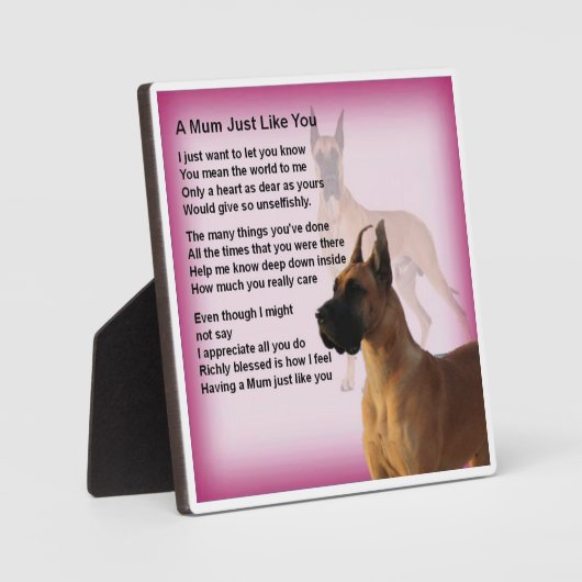 Mum Poem Plaque - Geweldig Dane Dog-ontwerp Fotoplaat (Voorkant)