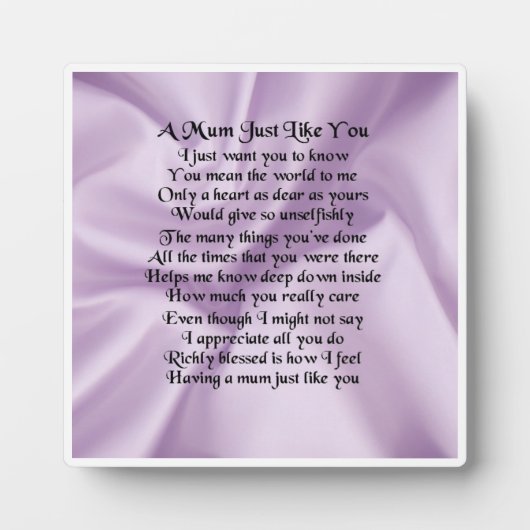Mum Poem Plaque - Lila Fotoplaat (Voorkant)