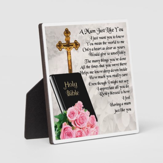 Mum Poem Plaque — ontwerp bijbel en Roos Fotoplaat (Voorkant)