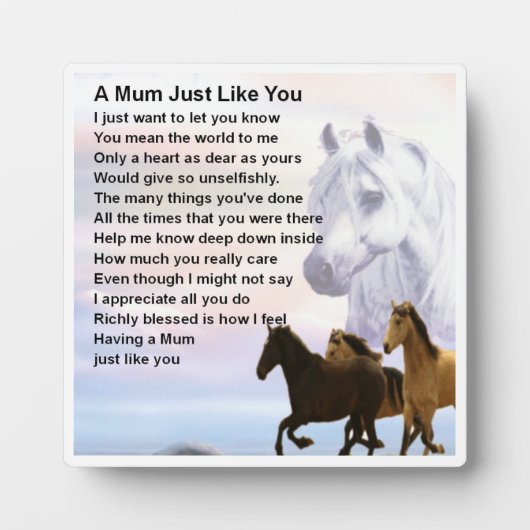 Mum Poem Plaque - Ontwerp van paarden Fotoplaat (Voorkant)
