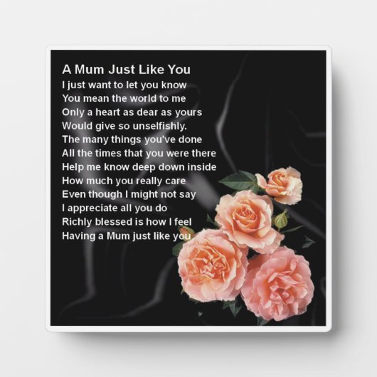 Mum Poem Plaque - Ontwerp van Rozen Fotoplaat (Voorkant)