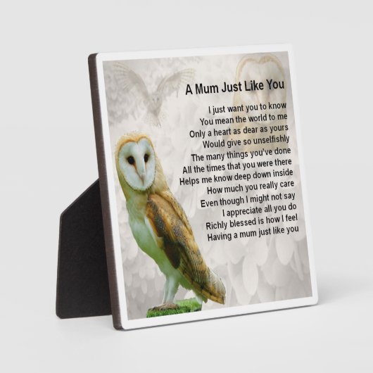 Mum Poem Plaque - Owl Design Fotoplaat (Voorkant)