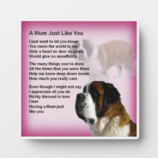 Mum Poem Plaque - St Bernard Dog Design Fotoplaat (Voorkant)