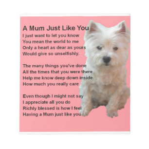 Mum Poem - Westie-ontwerp Notitieblok