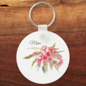 Mum Roze Bloemen Aquarel Moederdag Keepsake Sleutelhanger (Achterkant)