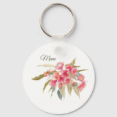 Mum Roze Bloemen Aquarel Moederdag Keepsake Sleutelhanger (Achterkant)