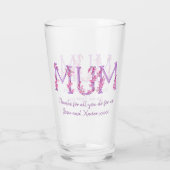 Mum roze orchidee bloemen waterverf aangepaste ber glas (Achterkant)