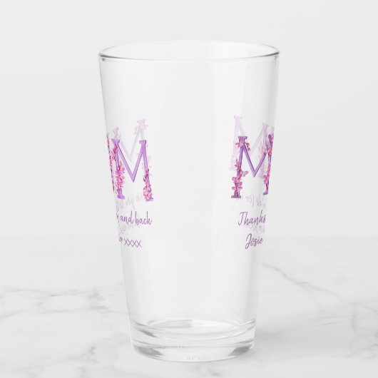 Mum roze orchidee bloemen waterverf aangepaste ber glas (Links)