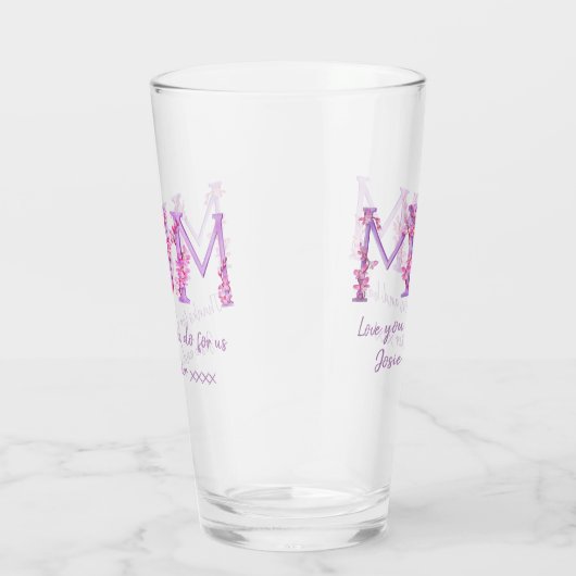 Mum roze orchidee bloemen waterverf aangepaste ber glas (Rechts)