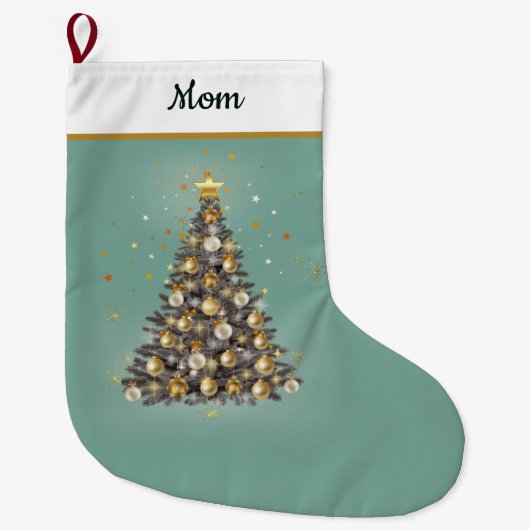 . Mum’s Christmas Stocking – Warm Green Festive Grote Kerstsok (Voorkant)