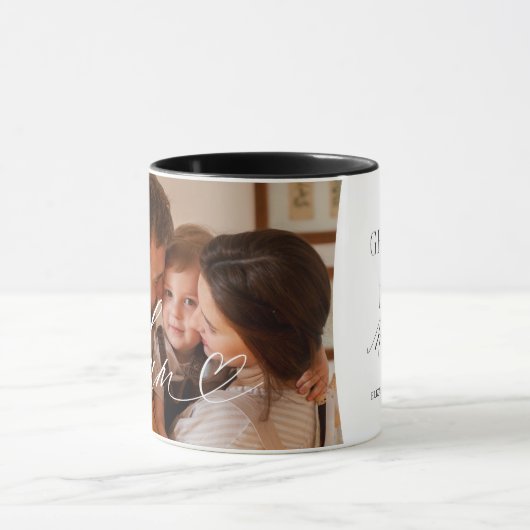 Mum Script Heart Dankbaar voor elk moment Foto Mok (Midden)