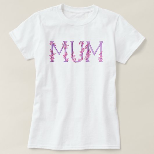 Mum waterverf art orchid text t shirt (Design voorkant)