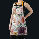 Mum waterverf bloemenschrift elegant bewerkbaar schort<br><div class="desc">Modern waterverf bloemenschrift elegante bewerkbare naam schort roze girly design. Op trend bloemig,  gebladerte mooi botanisch ontwerp. Onderdeel van een modern collectie. perfect moederdag cadeau voor een speciale moeder</div>