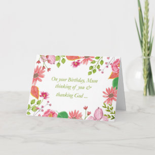 Mum Waterverf Flowers Religieuze Dag Kaart