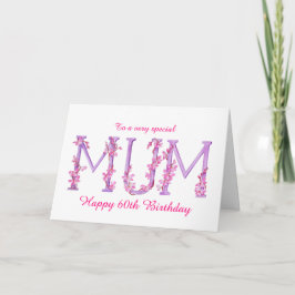 Mum waterverf Orchidee aangepaste 60ste verjaardag Kaart