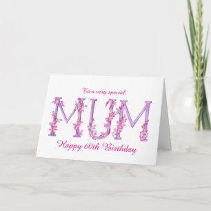 Mum waterverf Orchidee aangepaste 60ste verjaardag Kaart