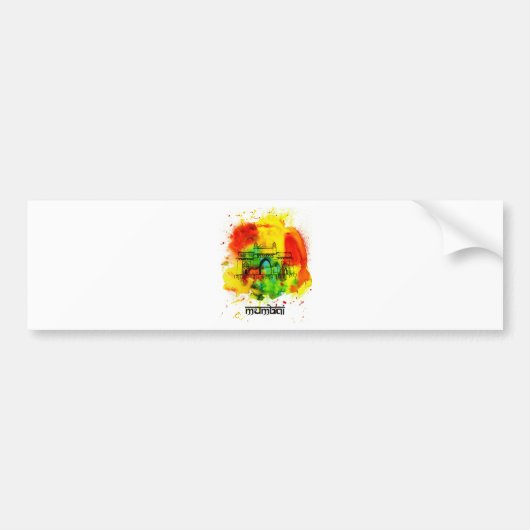 mumbai gateway of india heldere waterverf bumpersticker (Voorkant)