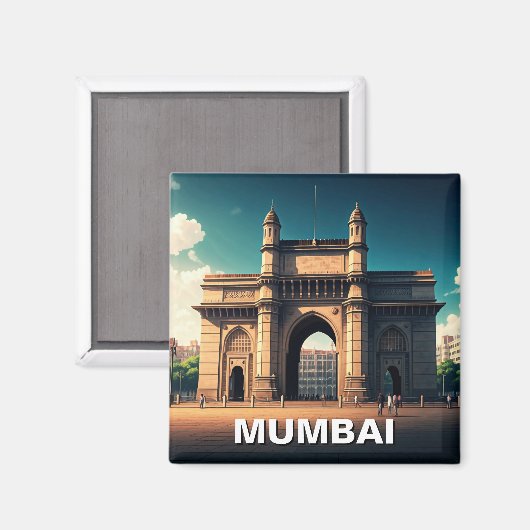 Mumbai Gateway of India Reizen Souvenir Magneet (Voorkant / Achterkant)