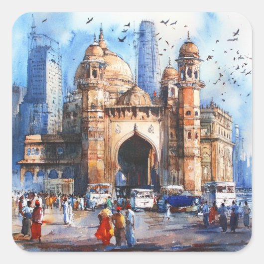 Mumbai in India Vierkante Sticker (Voorkant)