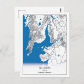Mumbai India City Map Eenvoudig reizen Briefkaart (Voorkant / Achterkant)