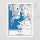 Mumbai India City Map Eenvoudig reizen Briefkaart (Voorkant)