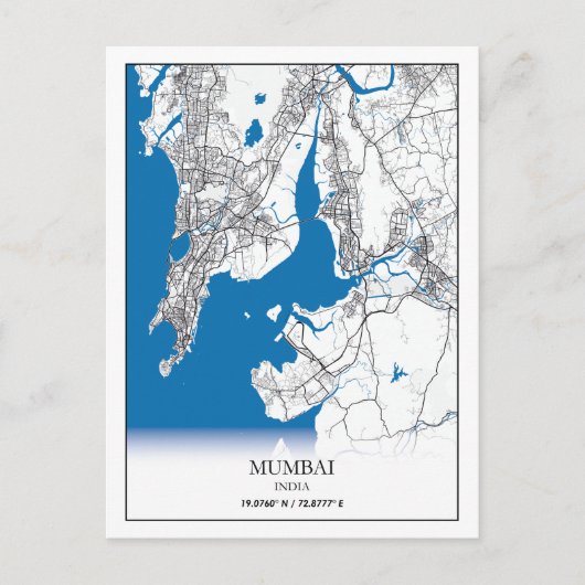 Mumbai India City Map Eenvoudig reizen Briefkaart (Voorkant)