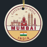 Mumbai India City Skyline Embleem Keramisch Ornament<br><div class="desc">Mumbai minimalistische,  kleurrijke kunst ontwerp met monumenten en bezienswaardigheden van de stad in India.</div>