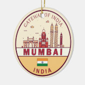 Mumbai India City Skyline Embleem Keramisch Ornament (Links)