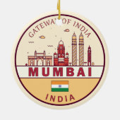 Mumbai India City Skyline Embleem Keramisch Ornament (Achterkant)