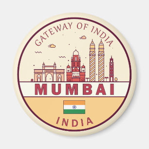 Mumbai India City Skyline Embleem Magneet