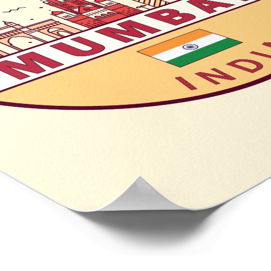Mumbai India City Skyline Embleem Poster (Hoek)