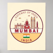 Mumbai India City Skyline Embleem Poster (Voorkant)