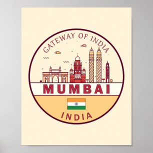 Mumbai India City Skyline Embleem Poster
