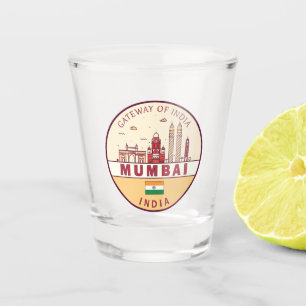 Mumbai India City Skyline Embleem Shot Glas