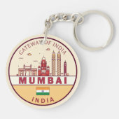 Mumbai India City Skyline Embleem Sleutelhanger (Achterkant)