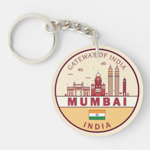 Mumbai India City Skyline Embleem Sleutelhanger