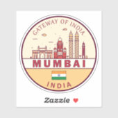 Mumbai India City Skyline Embleem Sticker (Vel)