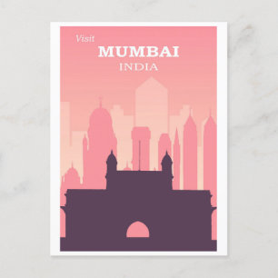 Mumbai India City Skyline Roze Reizen Briefkaart