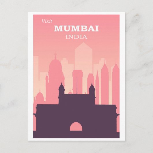  Mumbai India City Skyline Roze Reizen Briefkaart (Voorkant)