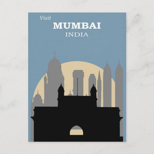Mumbai India City Skyline Travel Briefkaart (Voorkant)