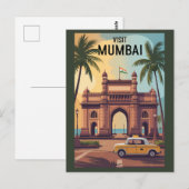 Mumbai India Gateway of India Illustratie Reizen Briefkaart (Voorkant / Achterkant)