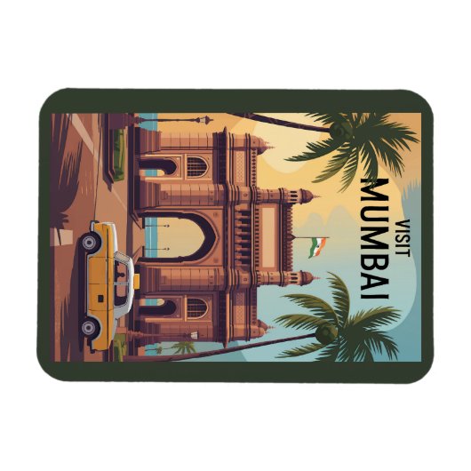 Mumbai India Gateway of India Illustratie Reizen Magneet (Horizontaal)
