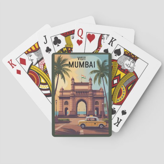 Mumbai India Gateway of India Illustratie Reizen Pokerkaarten (Achterkant)