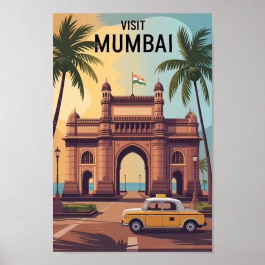 Mumbai India Gateway of India Illustratie Reizen Poster (Voorkant)
