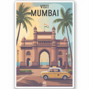 Mumbai India Gateway of India Illustratie Reizen Sticker