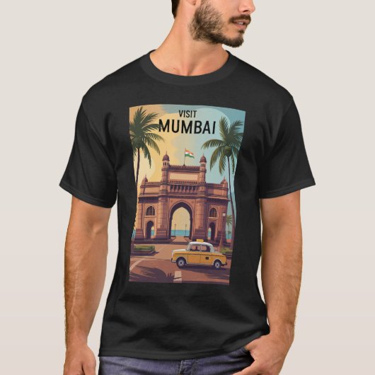 Mumbai India Gateway of India Illustratie Reizen T-shirt (Voorkant)