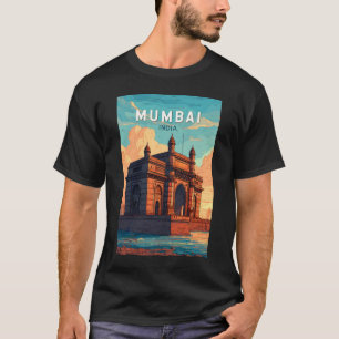 Mumbai India Illustration Travel Art Vintage T-shirt