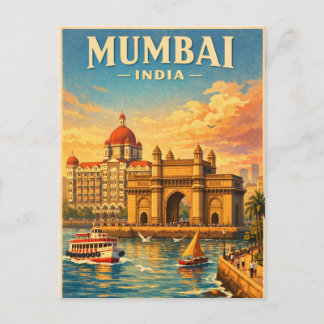 Mumbai, India, in klassieke retro Briefkaart